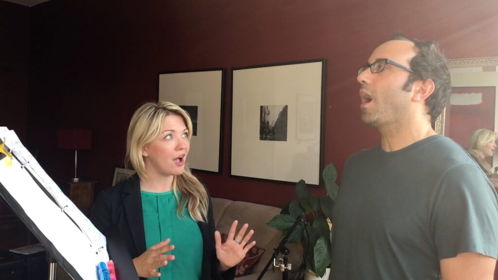 Annie Bonsignore teaching a vocal student in her studio